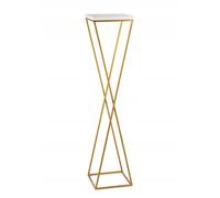 HowHomely Support pour plantes en métal de 100 cm de haut - Support de fleurs stable et solide avec plateau en MDF blanc sur support doré - Support pour fleurs à décorer les intérieurs