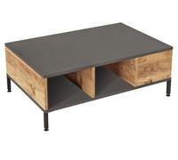 HowHomely Table basse avec espace de rangement - Table d'appoint en bois naturel et anthracite - Table de salon moderne - Table basse 33 x 90 x 60 cm pour salon