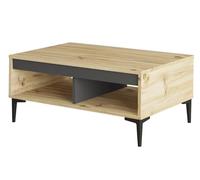 HowHomely Table basse avec espace de rangement - Table d'appoint en bois naturel et anthracite - Table de salon moderne - Table basse 40,6 x 90 x 60 cm pour salon