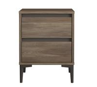 HowHomely Table de chevet avec 2 tiroirs - Table de chevet en chêne foncé - Table de chevet 58,6 x 45 x 45 cm - Table d'appoint sur pieds en métal - Armoire de chevet pour chambre à coucher
