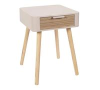 HowHomely Table de chevet avec tiroir - 35 x 40 x 48 cm - Rose - Table d'appoint - Table de chevet moderne - Aspect bois scandinave - Espace de rangement pour chambre à coucher