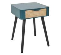 HowHomely Table de chevet avec tiroir - 35 x 40 x 48 cm - Turquoise - Table d'appoint moderne - Aspect bois scandinave - Décoration de chambre à coucher