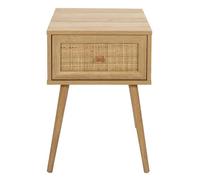 HowHomely Table de chevet Boho 39 x 39 x 55 cm - Table de chevet avec façade en rotin - Table d'appoint scandinave - Aspect bois - Décoration moderne pour chambre à coucher
