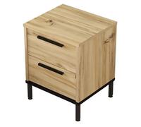 HowHomely Table de chevet couleur chêne - Table de chevet avec 2 tiroirs - Table de chevet 50 x 40 x 35,5 cm - Table d'appoint sur pieds en métal - Armoire de chevet pour chambre à coucher, salon