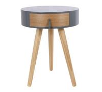 HowHomely Table de chevet ronde 35 x 35 x 46 cm - Gris - Table d'appoint pour chambre à coucher - Petite table de chevet scandinave - Décoration en bois