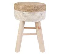 HowHomely Tabouret - 30 x 42 cm - Chaise bohème - Beige - Décoration en bois pour salon, chambre à coucher, couloir ou chambre d'enfant