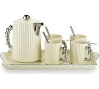 HowHomely Vaisselle à café Luca Silver - Série élégante en porcelaine pour les occasions spéciales Crème 6 pièces