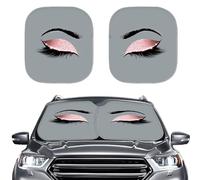 Howilath Beauty Eyes Shadow Lot de 2 Pare-Soleil pour Pare-Brise de Voiture, Accessoires de Voiture Amusants Rose