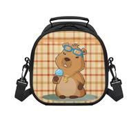 Howilath Capybara Eat Ice Cream Cute Lunch Bag Kids Back to School Lunch Box Food Container Small Meal Kit Lunch Box Lunch Box with Zip and Strap