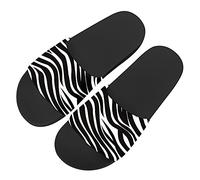 Howilath Cute Zebra Animal Design Womens Soft Open Toe Slip on Flat Slide Sandals, Salle de bain Douche Chaussures Slides EU 38
