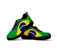 Howilath Drapeau Brésil Femmes Formateurs Chaussures Course Vert Athlétique Tennis Marche Dames Sport Enfiler EU 37