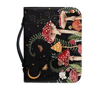 Howilath Étui de transport pour livre en polyuréthane avec motif champignon, escargot, fougère, sauge, papillon, galaxie, noir, taille XXL