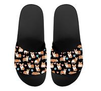 Howilath Funny Corgi Dog Summer Slide Slipper pour hommes femmes, salle de bain piscine antidérapante séchage rapide antidérapant poids léger EU 41