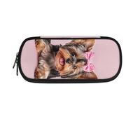 Howilath Jolie trousse à crayons pour filles avec double fermeture éclair pour fournitures scolaires, Papillon Bleu, Organiseur de sac