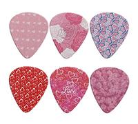 Howilath Lot de 6 médiators de guitare basse électrique en forme de cœur et de rose pour la Saint-Valentin