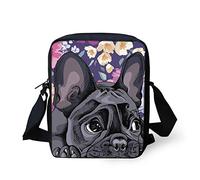 Howilath Petit sac à bandoulière avec imprimé animal amusant pour les voyages et les voyages, (Bouledogue français floral), Small