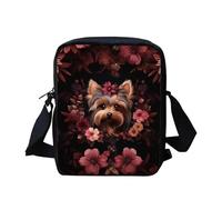 Howilath Petit sac à bandoulière avec imprimé animal amusant pour l'extérieur, voyage, sac à bandoulière pour téléphone portable, Motif floral Yorkshire Terrier