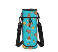 Howilath Porte-bouteille d'eau Capybara pour enfants pour la marche, l'école, le sport, Bleu Capybara Citron, Sac à dos enfant