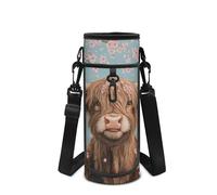 Howilath Porte-bouteille isotherme vache Highland pour enfants, Vache Highland Cherry Blossom, Sac à dos enfant