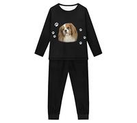 Howilath Pyjama pour enfants - Grenouille champignon, escargot - Vêtement de nuit confortable - Tenue décontractée pour enfants, garçons et filles, Motif épagneul Cavalier King Charles., 11-12 ans