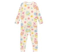 Howilath Pyjama pour enfants, rose fraise, vêtements de nuit décontractés, vêtements de nuit confortables, à manches longues, tenues pour adolescents, Œufs colorés en forme de fleur, 3-4 ans