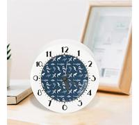 Howilath Réveil bleu marine, motif requin de dessin animé, léger et de taille portable, mignon réveil pour voyage, bureau, étagère, décoration