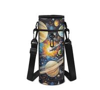 Howilath Sac à bandoulière pour bouteille d'eau spatiale avec bandoulière, Bleu planète, Sac à dos enfant