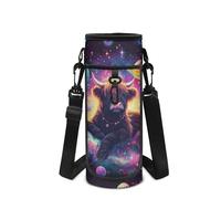Howilath Sac à bandoulière pour bouteille d'eau spatiale avec bandoulière, Purple Space Vache Highland, Sac à dos enfant