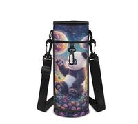 Howilath Sac à bandoulière pour bouteille d'eau spatiale avec bandoulière, Space Panda Bleu, Sac à dos enfant