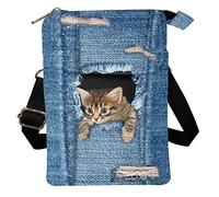 Howilath Sac à bandoulière tendance pour femme, petit sac à bandoulière portable pour shopping, voyage, pochette décontractée pour téléphone portable, Chat mignon