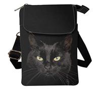 Howilath Sac à bandoulière tendance pour femme, petit sac à bandoulière portable pour shopping, voyage, pochette décontractée pour téléphone portable, motif chat noir
