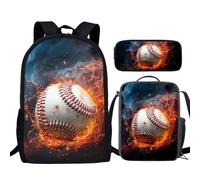 Howilath Sac à dos de baseball pour garçons avec boîte à déjeuner, sac à dos de 43,2 cm pour la rentrée scolaire, sac à dos avec trousse à crayons