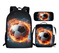 Howilath Sac à dos d'école de football pour adolescents avec sac à déjeuner 3 en 1 pour la rentrée scolaire