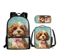 Howilath Sac à dos pour enfants avec boîte à déjeuner pour école primaire, Cavalier King Charles.
