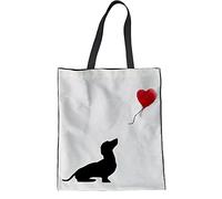 Howilath Sac fourre-tout en toile robuste pour femme - Sac à main mignon, Ballon en forme de cœur teckel, Taille Unique