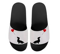 Howilath Teckel Coeur Ballon Femmes Slip-On Bout Ouvert Simple Bande Slipper Plat Sandale Teckel Chiens Antidérapant Léger Été Slide EU 37