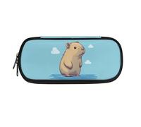 Howilath Trousse à crayons de grande capacité avec 2 compartiments pour adolescentes, Bleu Capybara, Organiseur de sac