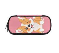 Howilath Trousse à crayons de grande capacité avec 2 compartiments pour adolescentes, Orange Corgi, Organiseur de sac