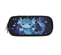 Howilath Trousse à crayons et trousse à crayons pour filles adolescentes avec fermeture éclair, Axolotl bleu, Organiseur de sac