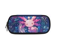 Howilath Trousse à crayons et trousse à crayons pour filles adolescentes avec fermeture éclair, Axolotl bleu foncé, Organiseur de sac