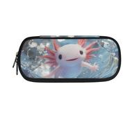 Howilath Trousse à crayons et trousse à crayons pour filles adolescentes avec fermeture éclair, Axolotl bleu clair, Organiseur de sac