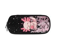 Howilath Trousse à crayons et trousse à crayons pour filles adolescentes avec fermeture éclair, Axolotl Fraise Fleurs de Cerisier, Organiseur de sac
