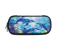 Howilath Trousse à crayons et trousse à crayons pour filles adolescentes avec fermeture éclair, Bleu dauphin, Organiseur de sac