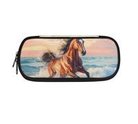 Howilath Trousse à crayons et trousse à crayons pour filles adolescentes avec fermeture éclair, Cheval de plage multicolore, Organiseur de sac