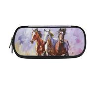 Howilath Trousse à crayons et trousse à crayons pour filles adolescentes avec fermeture éclair, cheval, Organiseur de sac