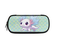 Howilath Trousse à crayons et trousse à crayons pour filles adolescentes avec fermeture éclair, Sirène Axolotl Vert, Organiseur de sac