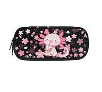 Howilath Trousse à crayons et trousse à crayons pour filles adolescentes avec fermeture éclair, Thé au lait Axolotl Fleurs de cerisier, Organiseur de sac