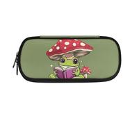 Howilath Trousse à crayons grande capacité avec fermeture éclair et compartiments, Champignon grenouille, Organiseur de sac