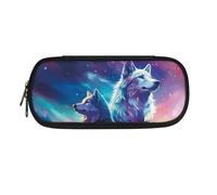 Howilath Trousse à crayons grande capacité pour enfants avec double fermeture éclair, Galaxy Wolf., Organiseur de sac