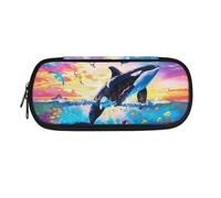 Howilath Trousse à crayons grande capacité pour l'école 2 compartiments, Baleine tueuse., Organiseur de sac